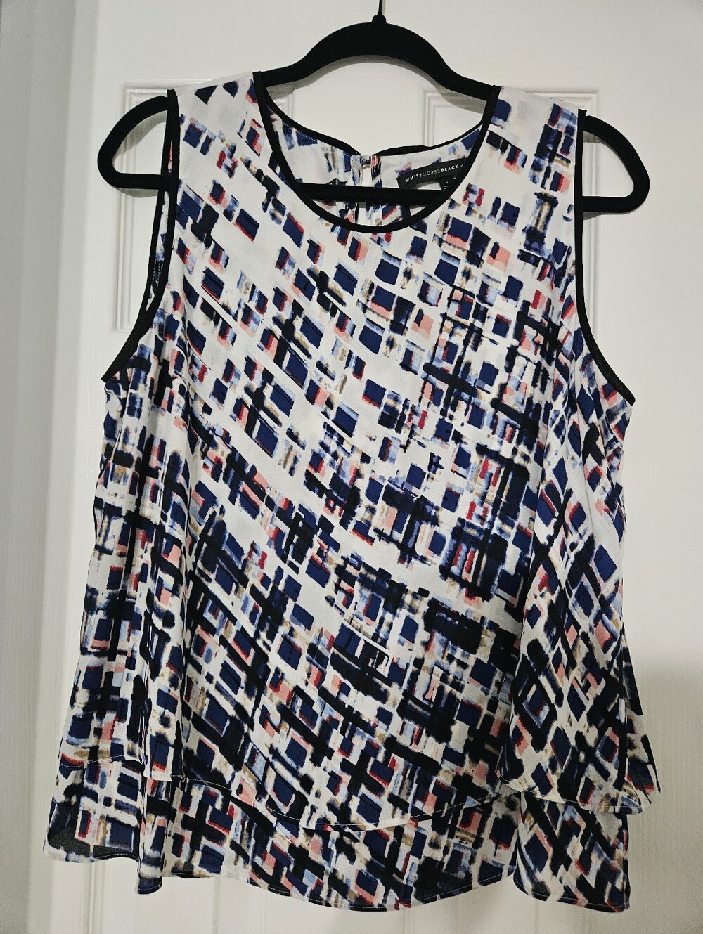 White House Black Market Abstract Print Layered Blouse